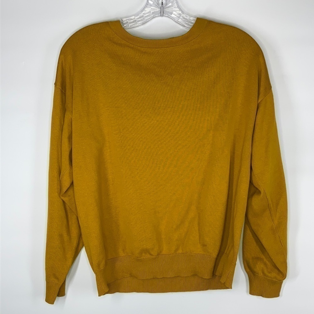G By Giuliana Mustard Yellow Tie Back Sweater Size Medium